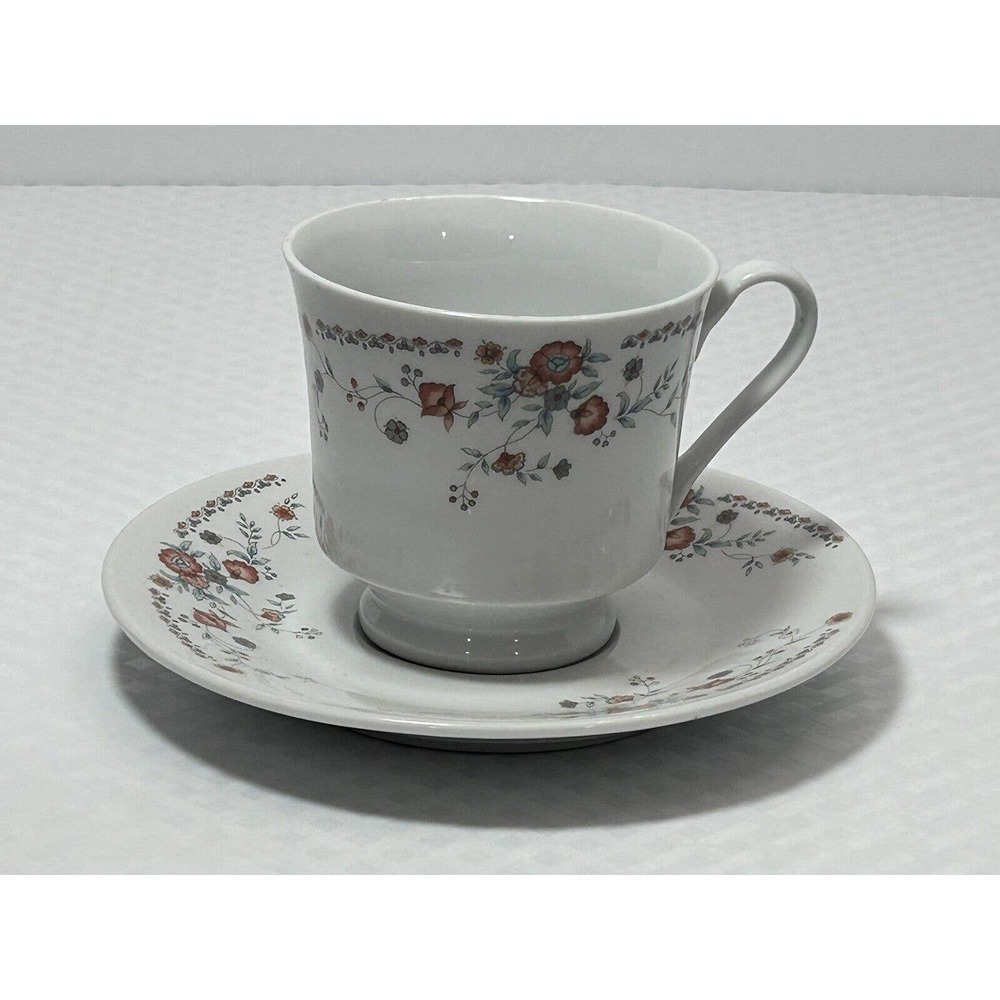 Vintage Tea Cup‎ and Saucer Flower Design on White made in China